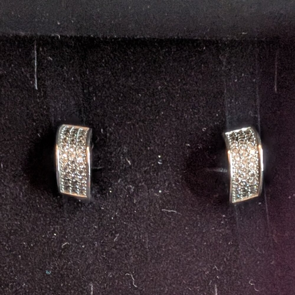 925 Sterling Silver CZ huggie earrings